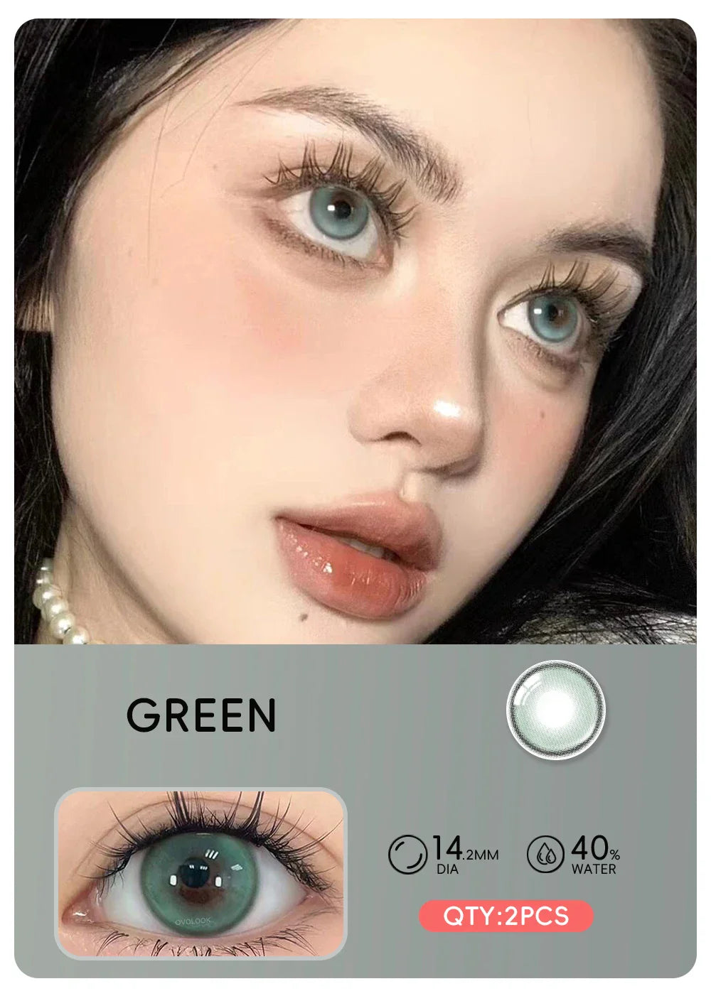 2pcs Natural Green Contact Lenses fo Eyes Beauty Color Pupils Makeup Color Eye Lenses Big Diameter Myopia Lenses
