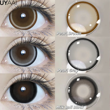 2PCS Color Contact Lenses (Pearl Series) Brown Natural Lenses Gray High Quality Eye Contacts 14.5mm Big Pupil Beauty Lense