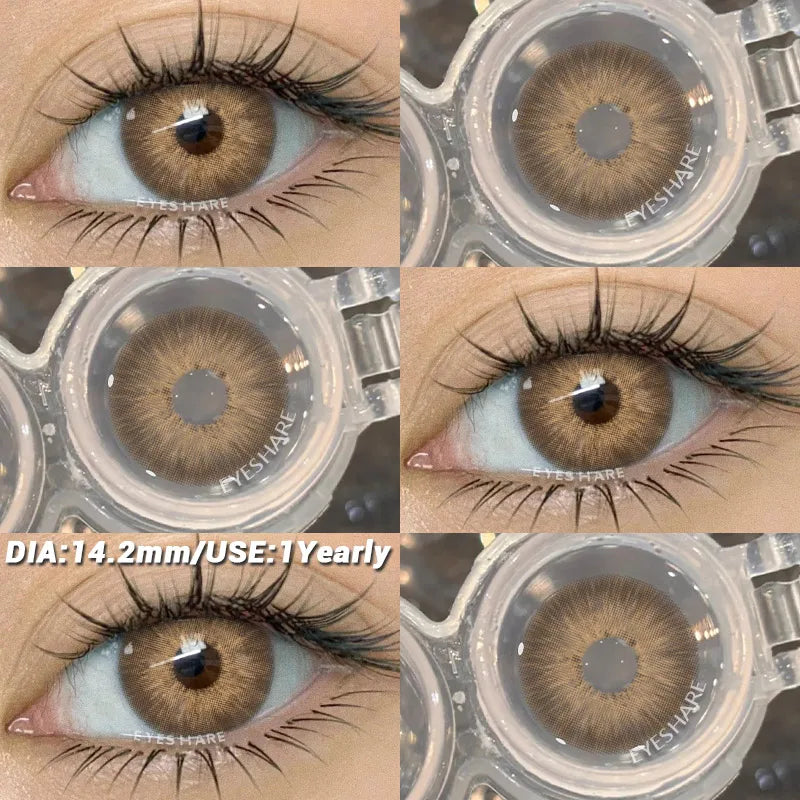 1 pair Brown Natural Color Contact Lenses for Eyes RIYADH Series Softlenses Korean Eye Makeup Fashion Blue Color Lenses