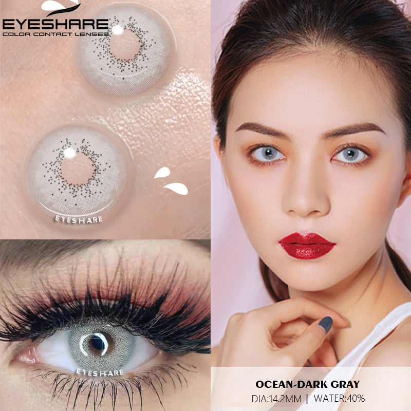 Natural Color Lens Eyes 2pcs Color Contact Lenses For Eyes Blue Gray Color Lens Yearly Beauty Cosmetic Contact Lens Eye
