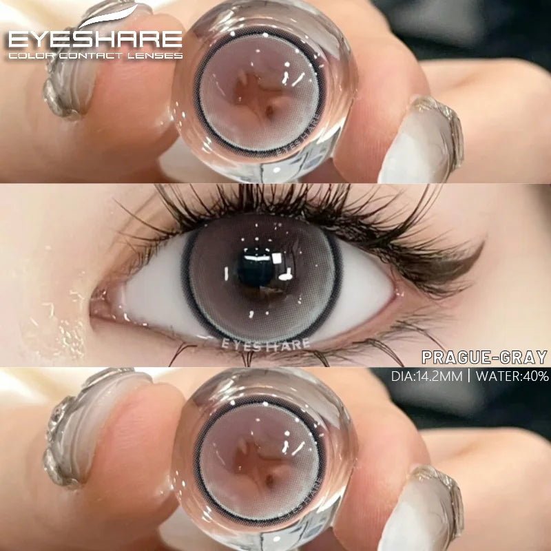 Ikeehome  2pcs Colorful Contact Lenses for Eyes Brown Lenses Colorcon Lenses Beauty Gray Eye Contacts Lens Yearly Blue Lenses