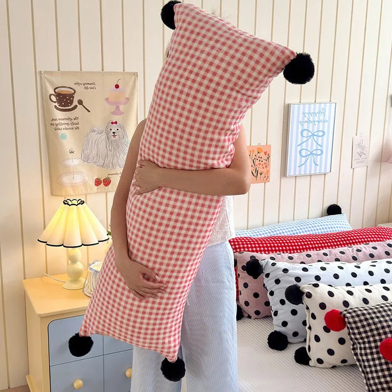 1PC 40x115cm INS Plush Long Milk Velvet Pillow Case for Women Sleeping Side Soft Pom-pom Ball Pillowcase Cover Home Decoration
