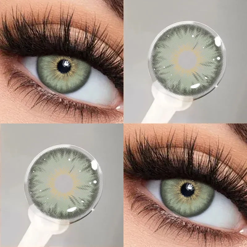 1 Pair  hot sale Colored Pupils for Eyes Green iris lens with Myopia 0~-8.00 degree Cleopatra series lenses Brown gray le