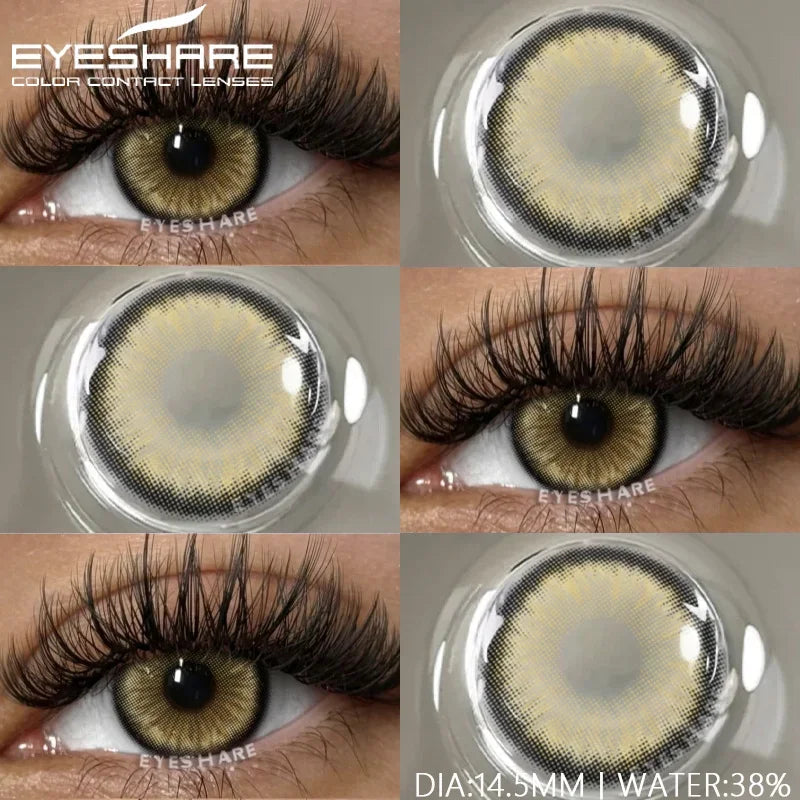 1 Pair Natural Colored Contact Lenses with Prescription Myopia Lenses Green Contacts Fashion Brown Lenses Gray Pupils