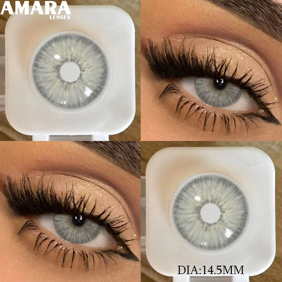 1 pair New Baby Blue Contact Lenses for Eyes Natural Brown Pupils Cosmetic Grey Lenses Green Lens Yearly Big Eyes 14.5mm