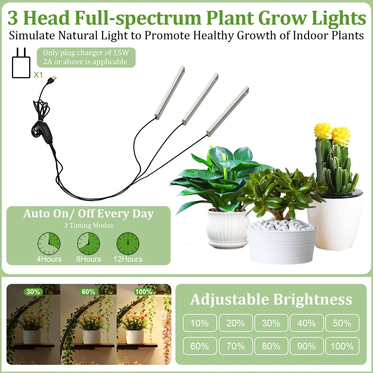 165cm Tall Indoor Plant Stand Metal Plant Flower Display Shelf with Grow Lights Tree-Shaped Plant Rack for Home, Patio