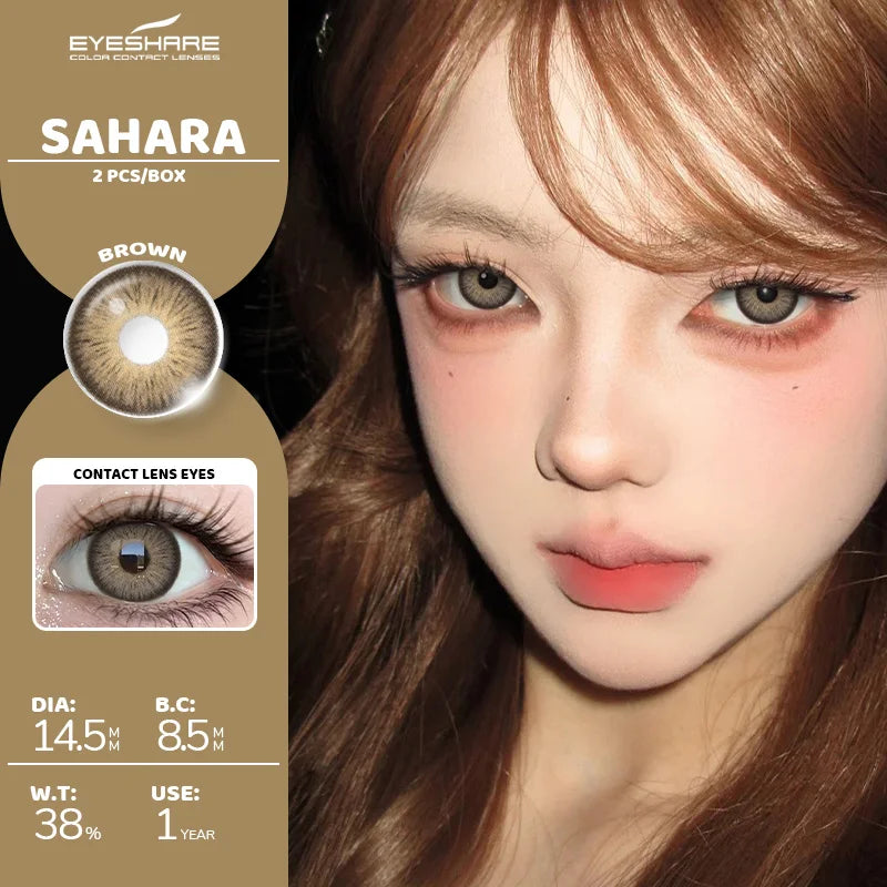 1pair/2pcs Blue Contact Lenses Color Contacts for Eyes Brown Eye Lenses Gray Lenses Yearly Cosmetic Makeup Eye Contacts