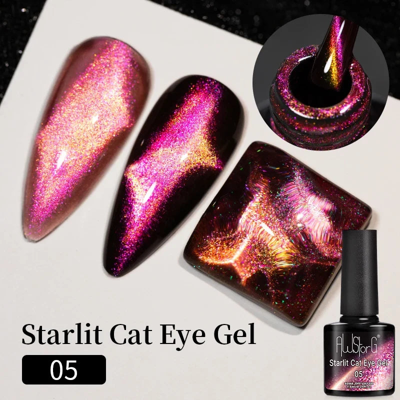 7.5ml Golden Gradient Cat Eye Nail Polish Gel Phototherapeutic Gel Soak Off Nail Magnetic Gel Polish Nail Art DlY