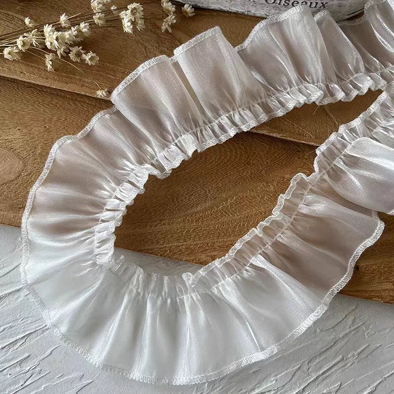 White Lace Lace Ribbons Accessories Lace Trim Handmade DIY Extended Clothes Pleated Sewing Decorative Fabric Skirt Hem Fabric