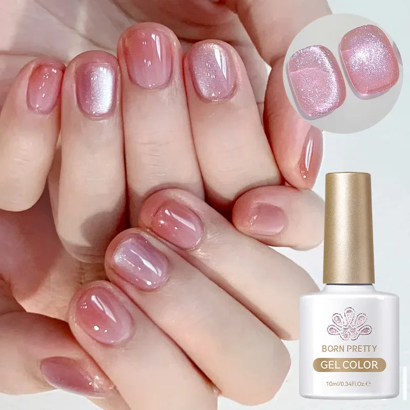 Pink Light Flow Cat Magnetic Gel Nail Polish 10ml Holographics Shining Line Magnetic Long Lasting DIY Salon Varinsh