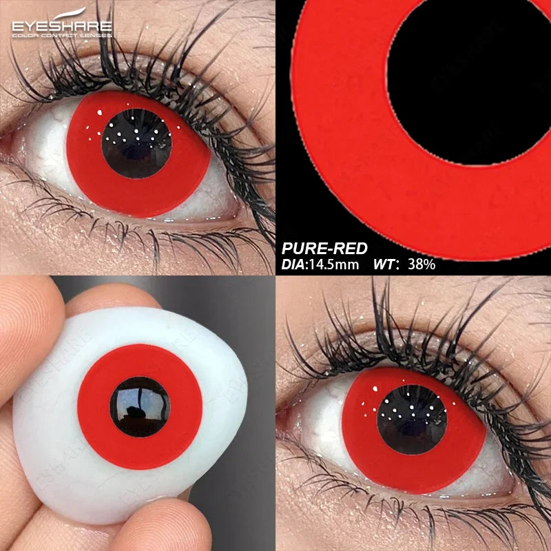 2pcs Colored Contact Lenses Halloween Cosplay White Crazy Contact Lenses Anime Red Eye Lenses Green Makeup Contact Lens
