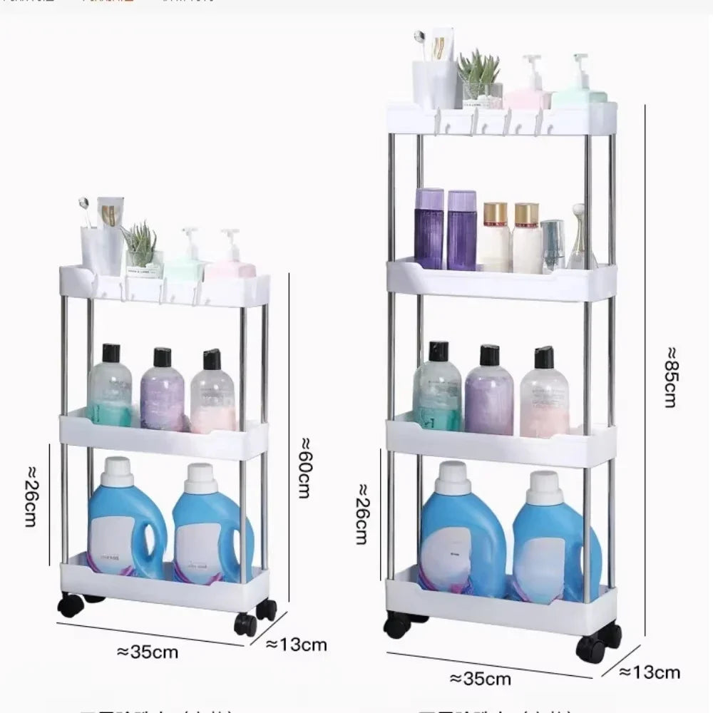 Push Trolley Shelf Floor Multi-layer Bathroom Living Room Crevice Space Saving Snack Storage Trolley Kitchen Spice Crevice Shelf