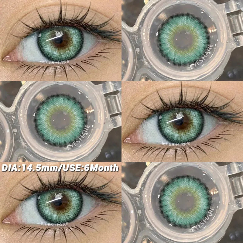1pair Natural Colored Contacts Lens Blue Lenses Green Contacts Soft Beauty Makeup Pupils Brown Contact Lenses for Eyes