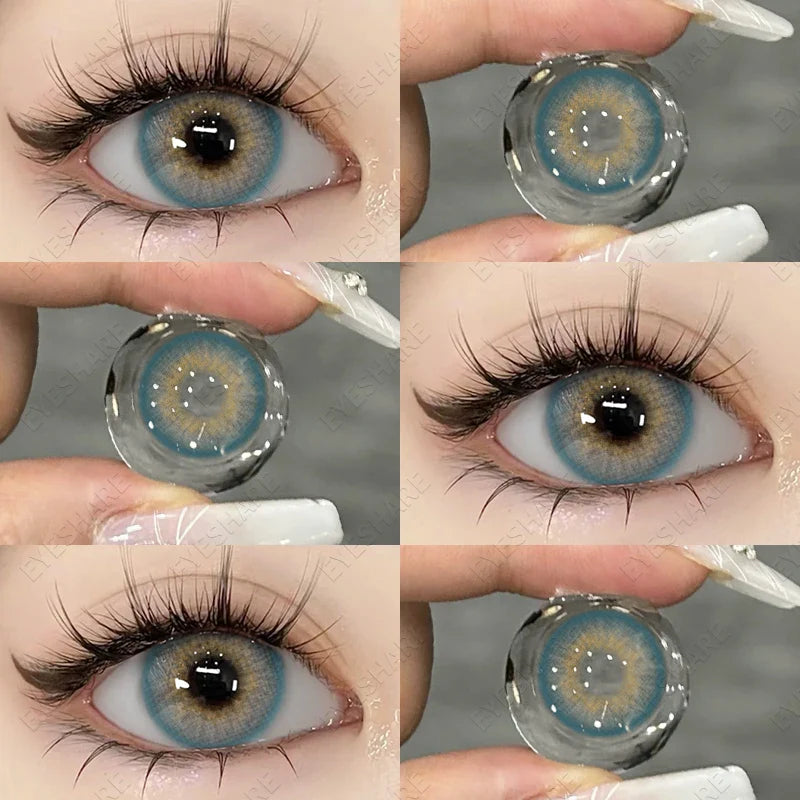 Natural Color Contact Lenses for Eyes 1pair Blue Eyes Lenses Brown Lenses Gray Eye Lenses Yearly Green Color Lenses Eye