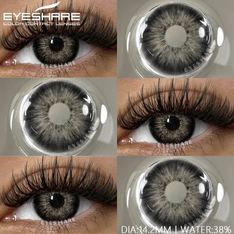 1 Pair Natural Colored Contact Lenses with Prescription Myopia Lenses Green Contacts Fashion Brown Lenses Gray Pupils