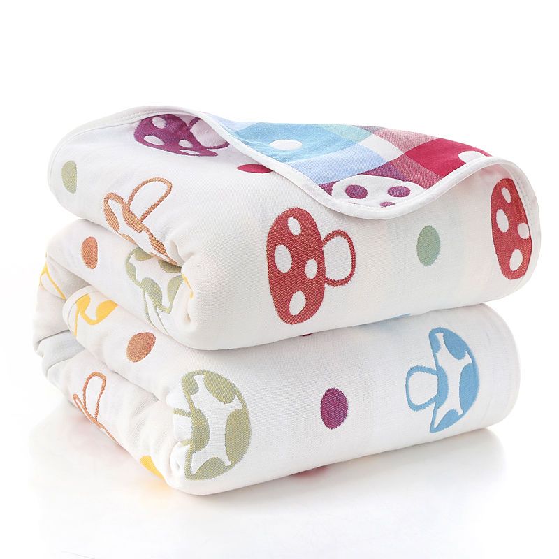 Summer bedspread 6 layer muslin towel cotton quilt children's baby plaid cool blanket air conditioning thin comforter 90