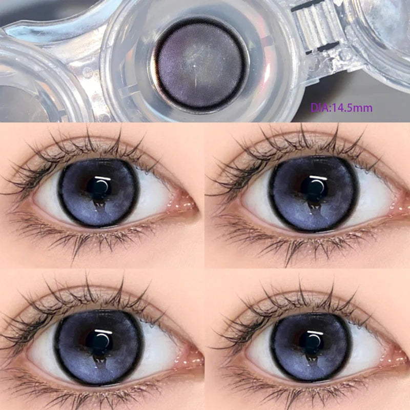 2Pcs Natural Eyes Black Contact Lenses for Eyes with Myopia Prescription Circle Soft Colored Large Diameter 14.5mm Lens