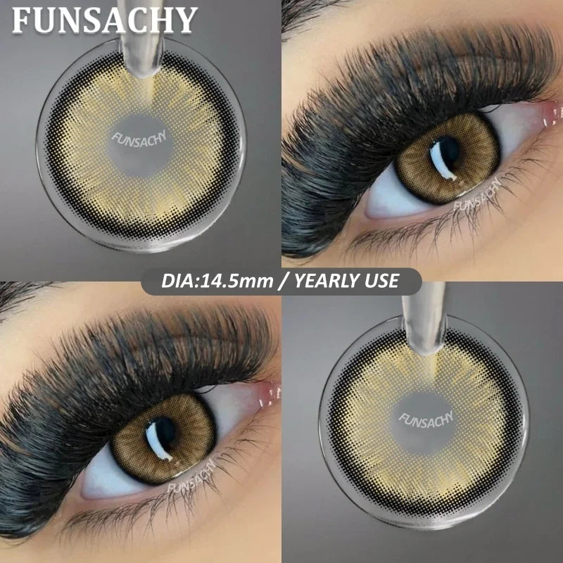 1 Pair New Colored Contact Lenses for Eyes Brown Graduated Fashion Gray Eyes Lenses Yearly Beauty Makeup Lens Women