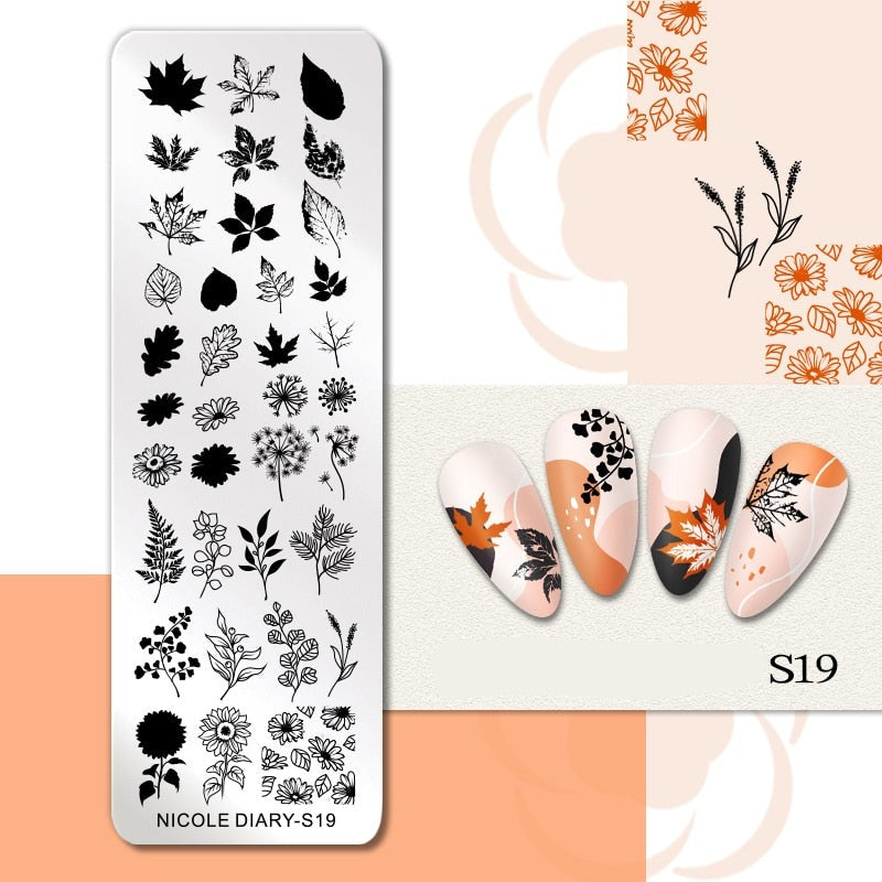 Halloween Series Nail Art Stamping Plates Snake Butterfly Designs Nail Polish Flower Printing Stamp Template Tools