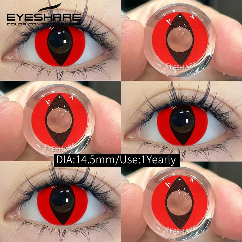 Halloween Red Contact Lenses 2PCS Crazy Style Coplay Color Contact Lenses for Eyes Anime Accessories Red Beauty Lenses