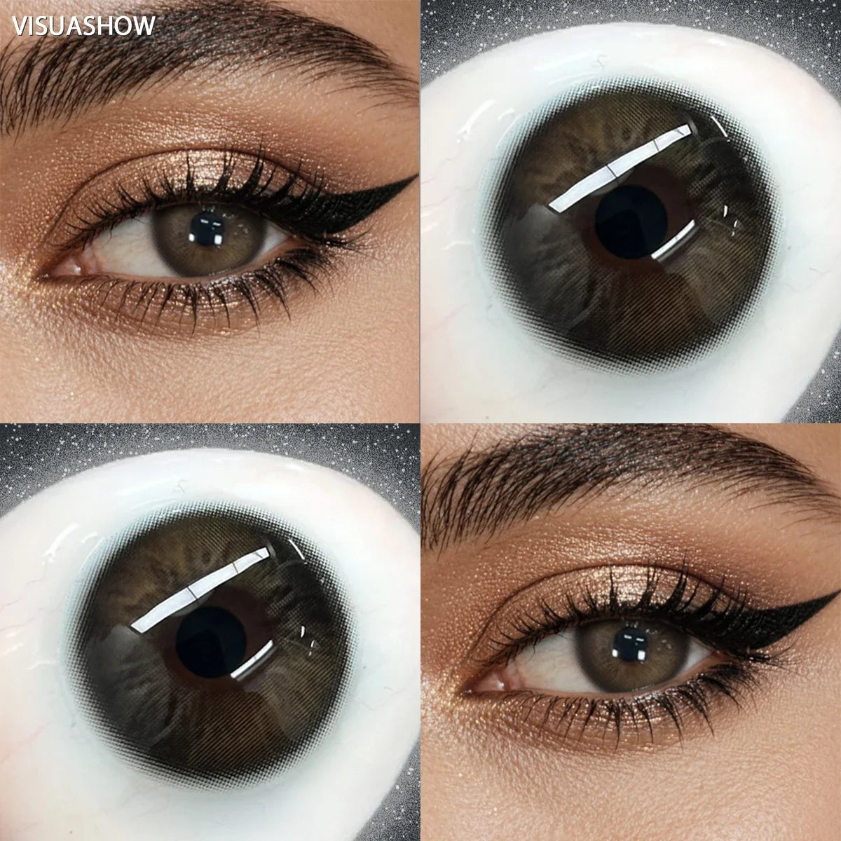 14.5mm Colored Contact Lenses 6 Months Use Soft Gradient Brown Eyes Contacts Daily Makeup Eyewear