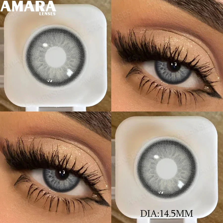 1 pair New Baby Blue Contact Lenses for Eyes Natural Brown Pupils Cosmetic Grey Lenses Green Lens Yearly Big Eyes 14.5mm