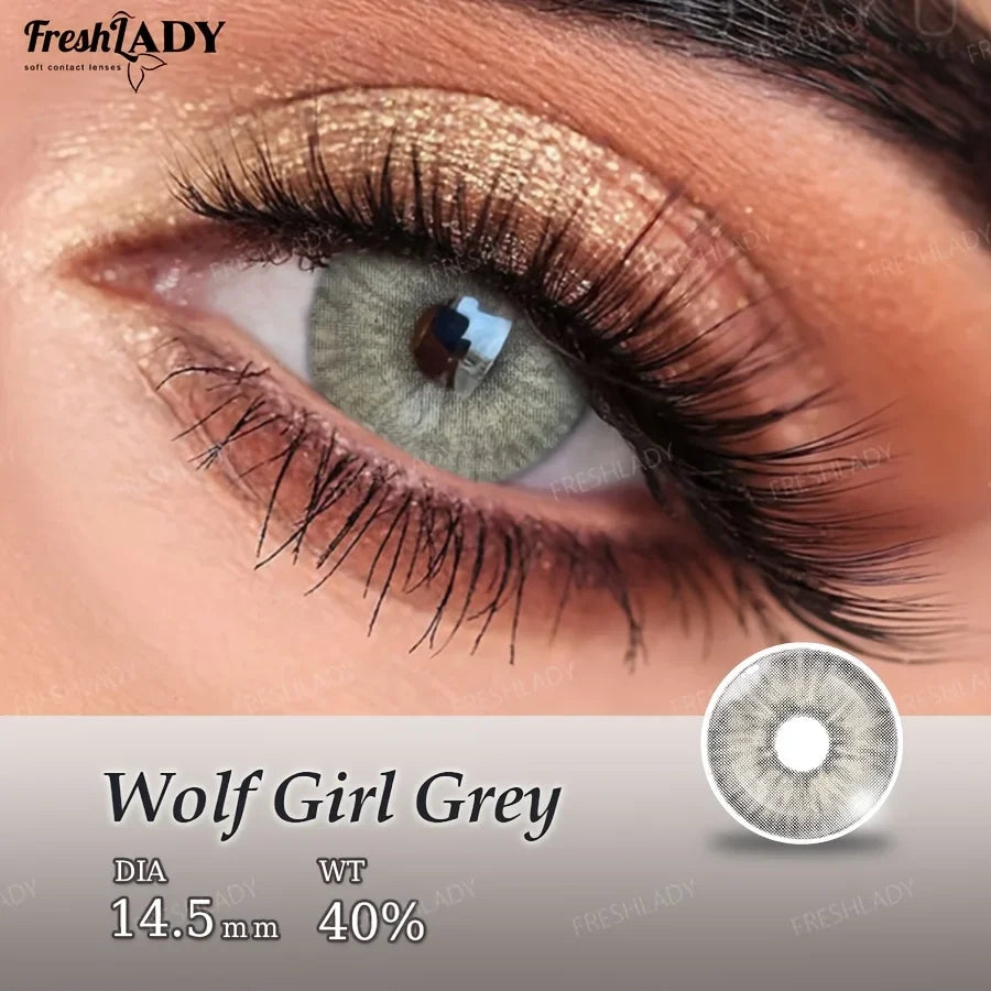 1 Pair Colored Contact Lenses Natural Brown Pupils Eyes Contact lenses Gray Soft Contacts 14.50mm