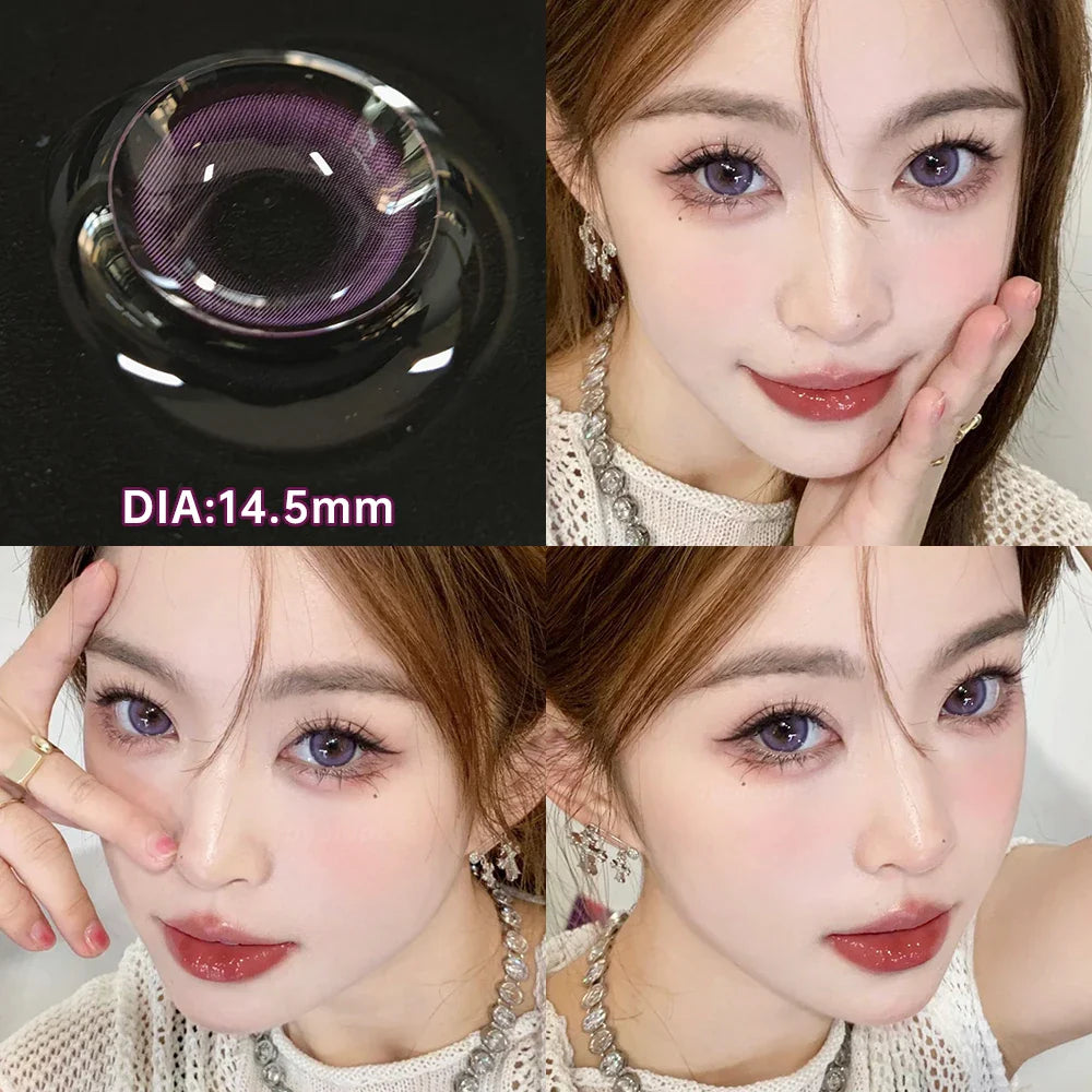 1 Pair Myopia Prescription Colored Contact Lenses Fashion Lens Beauty Pupils Blue Eye Color Lenses Purple Eye Lenses