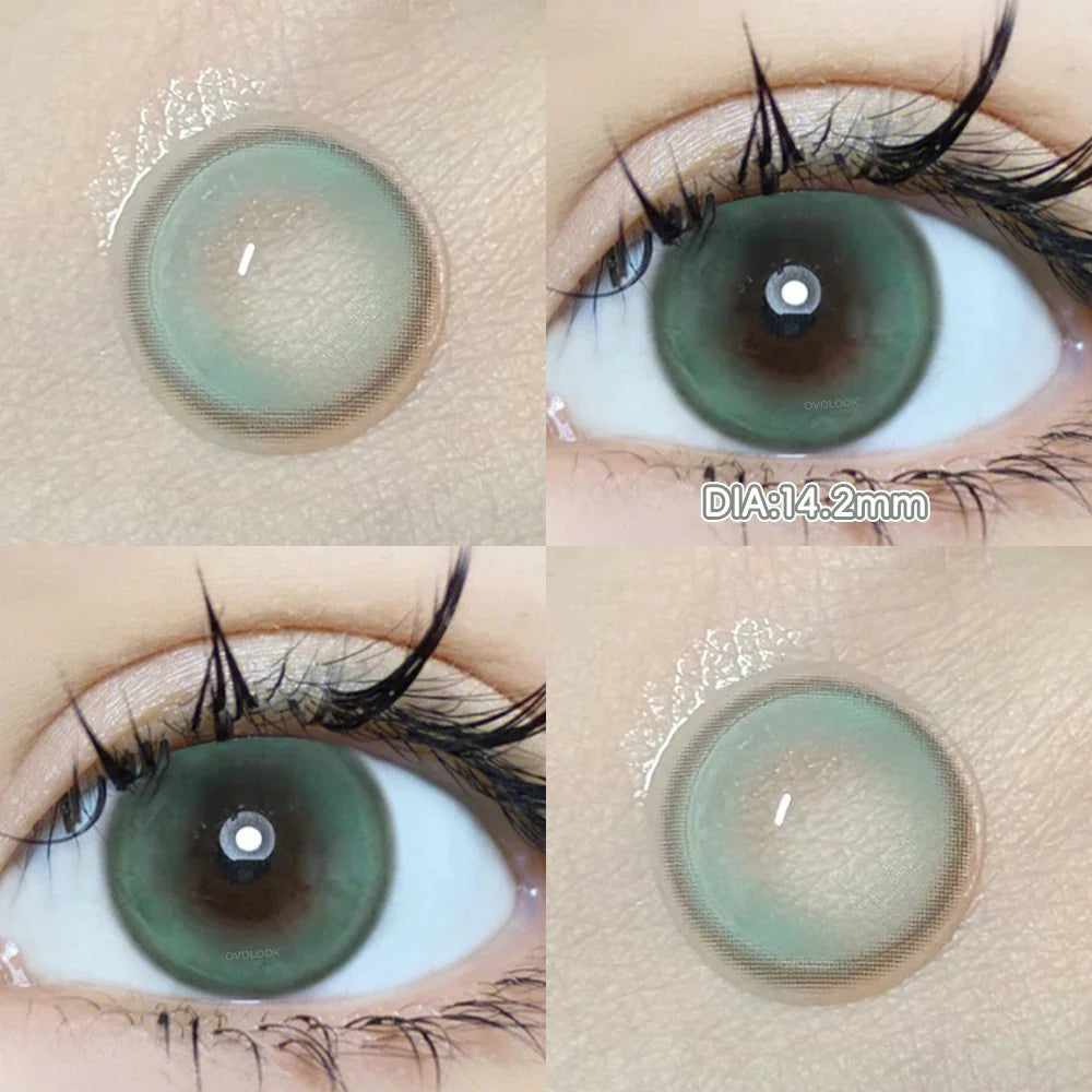 2pcs Natural Green Contact Lenses fo Eyes Beauty Color Pupils Makeup Color Eye Lenses Big Diameter Myopia Lenses