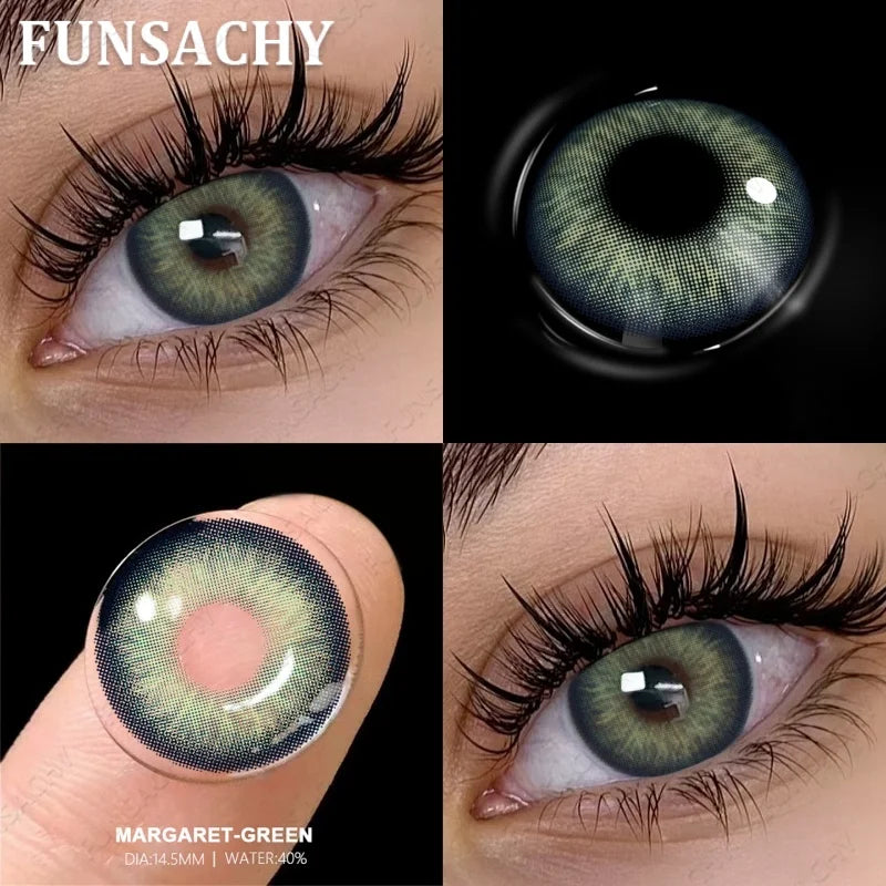 1 Pair Colored Contact Lenses with Case Lenses Beauty Pupils Green Contacts Circle Lens Natural Korean Softlens Yearly