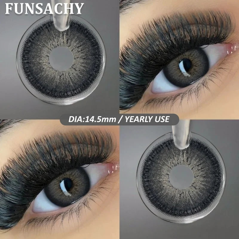 1 Pair New Colored Contact Lenses for Eyes Brown Graduated Fashion Gray Eyes Lenses Yearly Beauty Makeup Lens Women