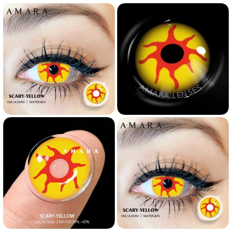 Yellow Contact Lenses for Eyes 2pcs Anime Cosplay Colored Lenses Purple Crazy Halloween Lenses Contact Lens Beauty Makeup