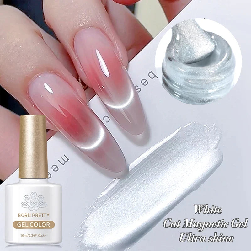 Pink Light Flow Cat Magnetic Gel Nail Polish 10ml Holographics Shining Line Magnetic Long Lasting DIY Salon Varinsh