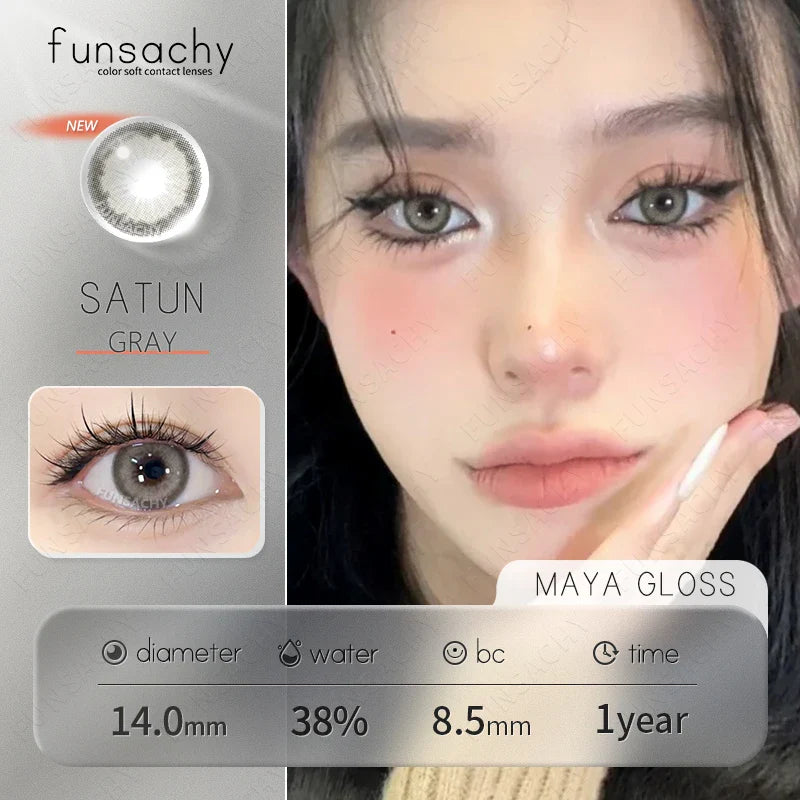 1Pair Natural Brown Contact Lenses for Eyes Colored Lenses Gray Pupils Big Eye Lenses Fashion Beauty Contacts Yearly