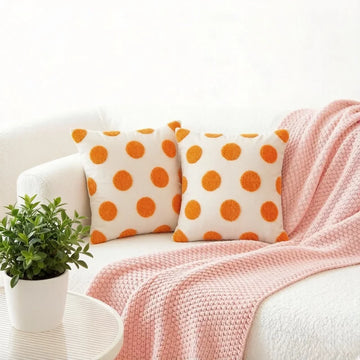 Orange Pillowcase Love Embroidered Pillow Round Spot Pillow 45x45 for Home Sofa Embroidered Cushions Covers Warm Color