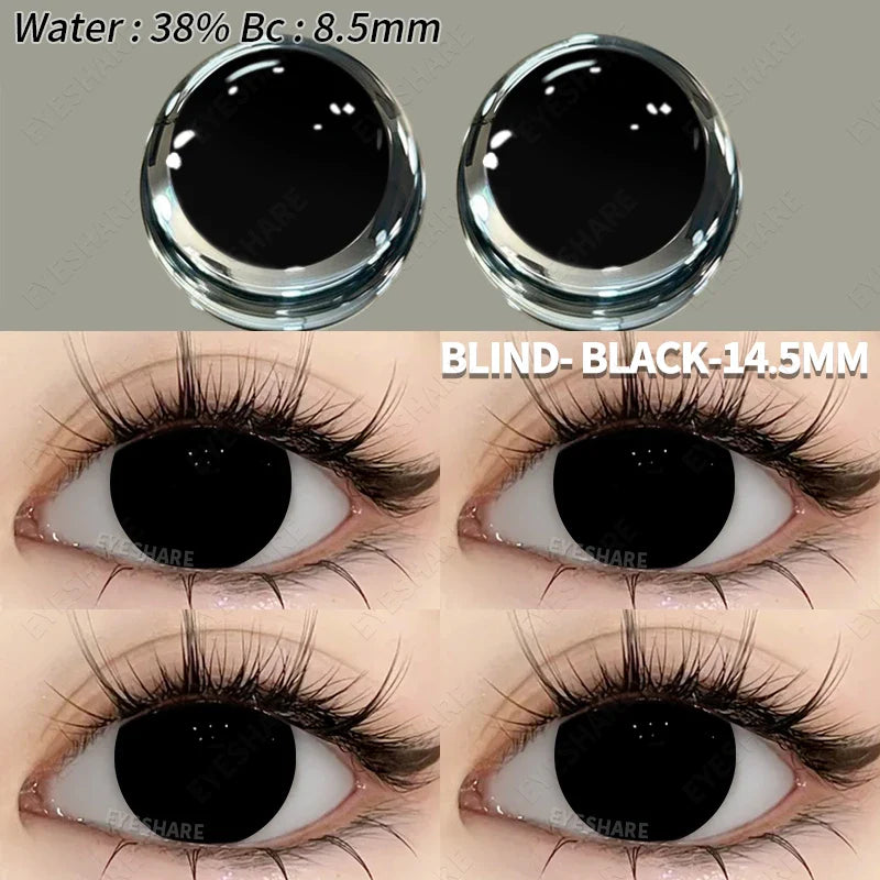 1pair Colored Contact Lenses for Eyes Cosplay Contact Lens Halloween Eyes Lens Yearly Use Eye White Lenses Black Lenses