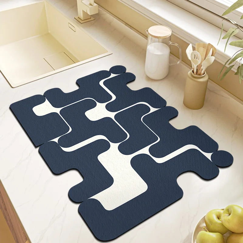 DIY Puzzle Diatomite Modular Mat Super Absorbent Quick-Dry Non-slip Stain-Resistant for Kitchen Sink
