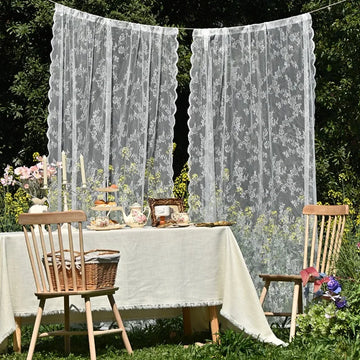 2pcs French Lace Window Screen Semi Blackout Lace Curtain Home Textile Sunshade Curtain Suitable for All Seasons