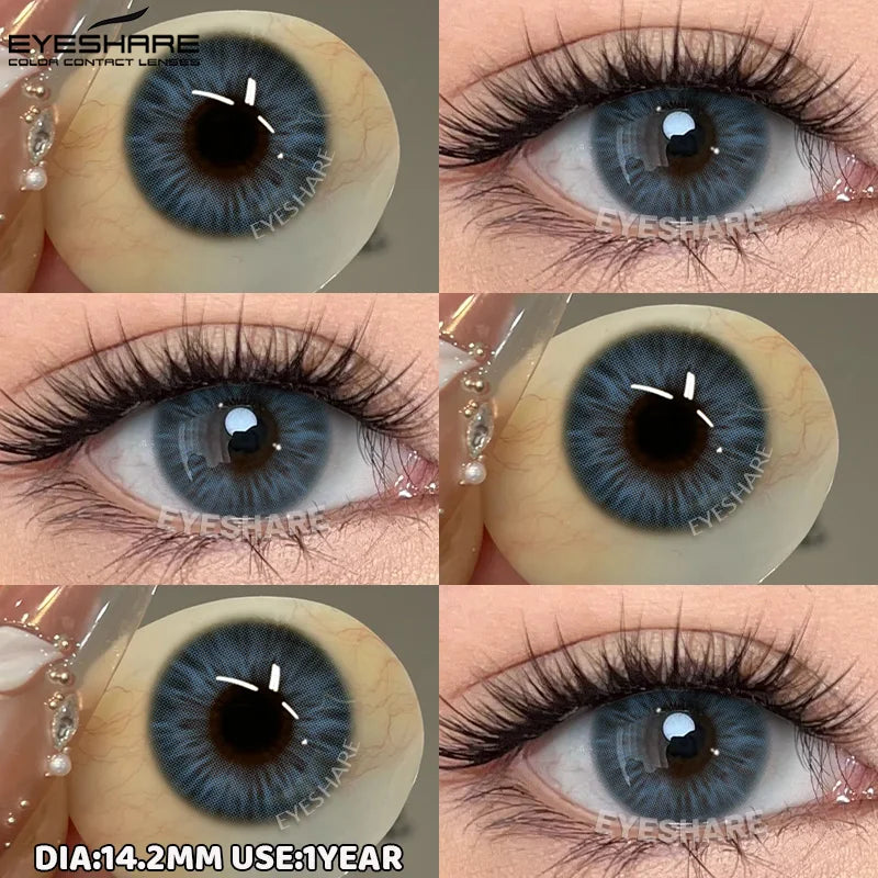 1pair/2pcs Blue Contact Lenses Color Contacts for Eyes Brown Eye Lenses Gray Lenses Yearly Cosmetic Makeup Eye Contacts