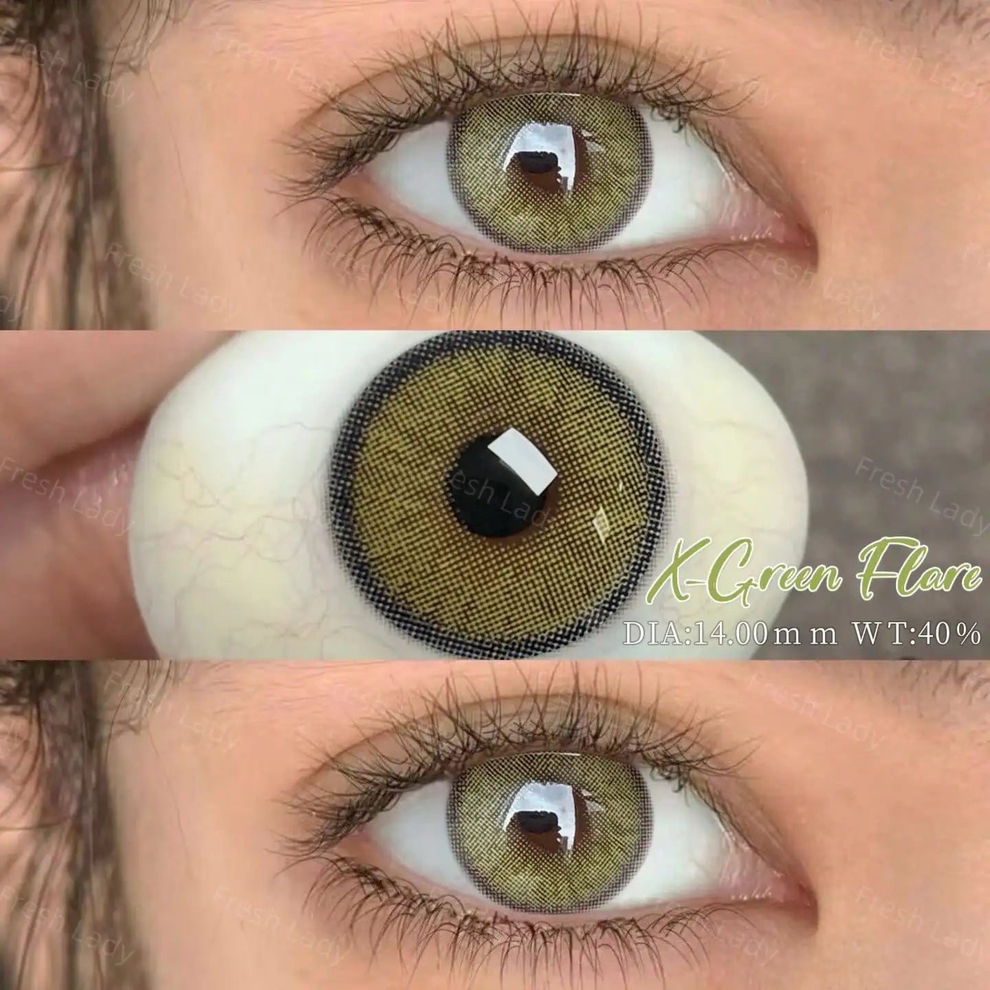 1 Pair Brown Colored Contact Lenses Natural Green Pupils Eyes Contact lenses Big Eyes Soft Contacts 14.20-14.50mm