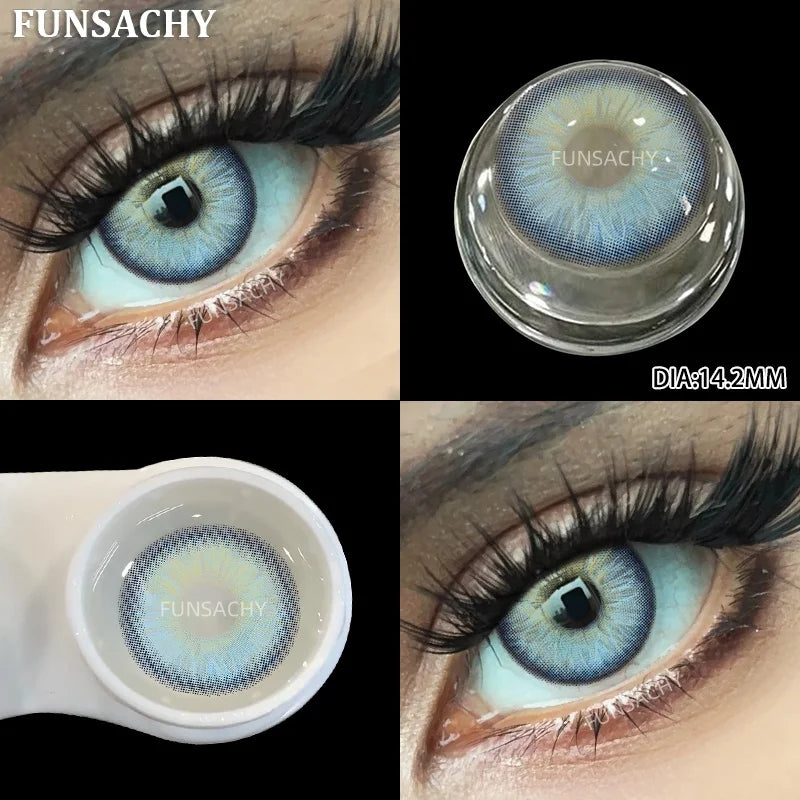 1 Pair Fashion Color Contact Lenses for Eyes Korean Brown Natural Soft Lenses Beautiful Cosmetic Gray Pupils Blue Lens