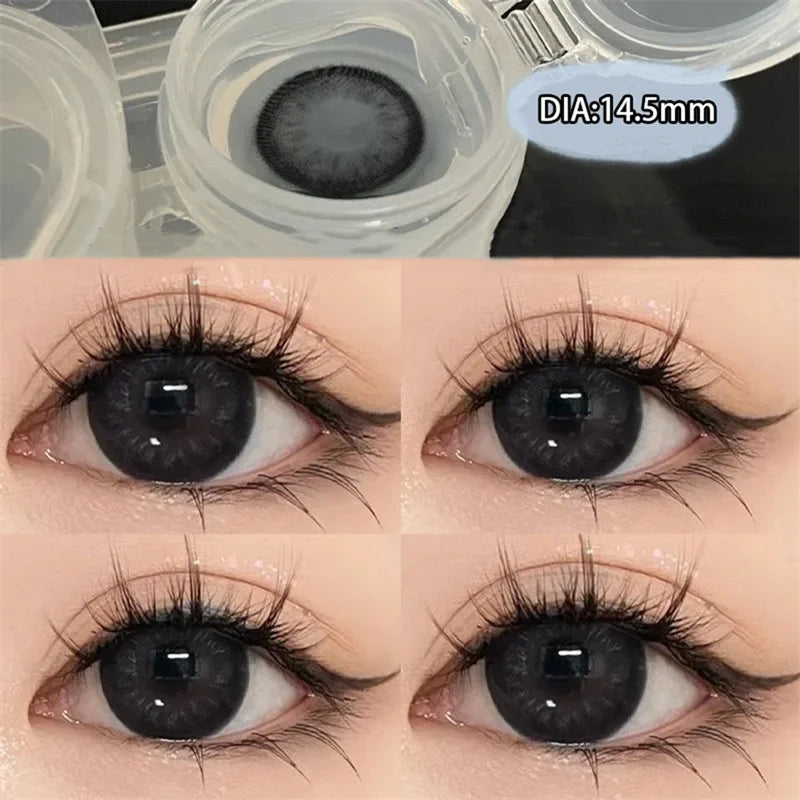 1 Pair High Quality Myopia Colored Contact Lenses Black Large Diameter Lenses Natural Soft Beauty Pupil New Fast Shipping