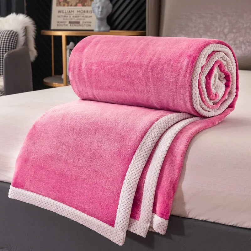 Double-sided Milk Velvet Warm Autumn Blanket for Bed Sofa Soft Warmth Single Double Blankets Comfortable Non-hair Shedding Quilt
