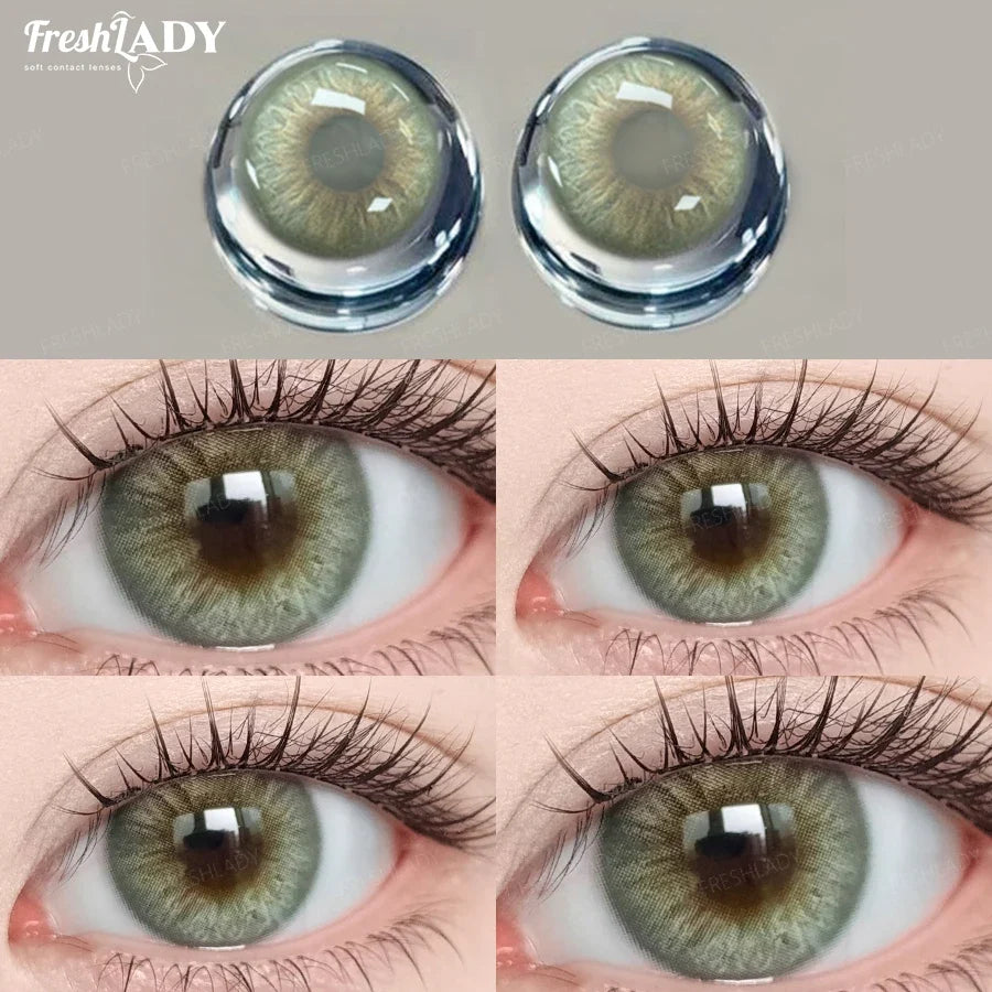 1 Pair Brown Colored Contact Lenses For Eyes Natural Gray Lenses Green Eyes Contact Makeup Beauty 14.20mm Yearly