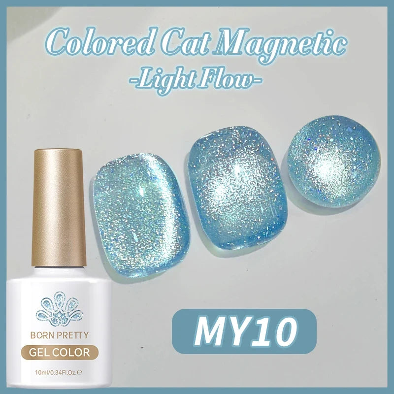 Pink Light Flow Cat Magnetic Gel Nail Polish 10ml Holographics Shining Line Magnetic Long Lasting DIY Salon Varinsh