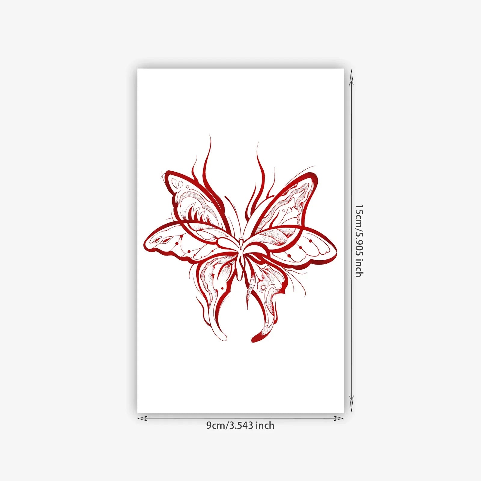 Wine Red Blood Butterfly Tattoo Sticker, Temporary Tattoo Sweet Cool Flame Tail Thigh Waterproof Long-Lasting Realistic Sticker