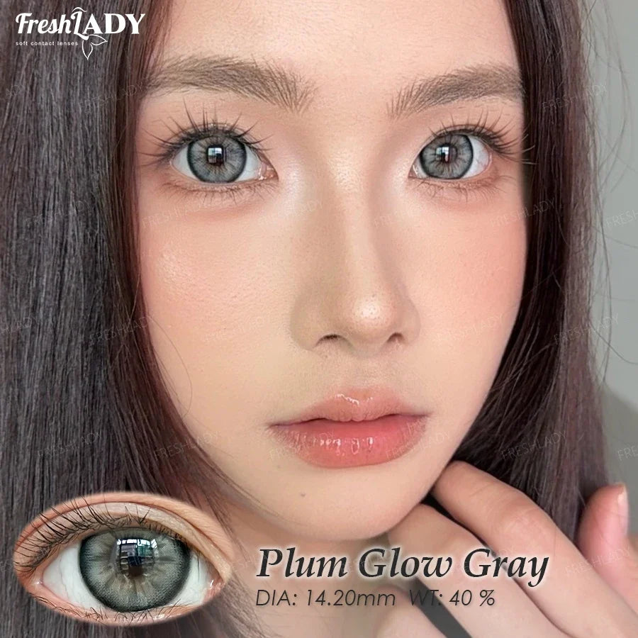 1 Pair Plum Glow Series Colored Contact Lenses Natural Brown Pupils Eyes Contact lenses Gray Soft Contacts 14.20mm