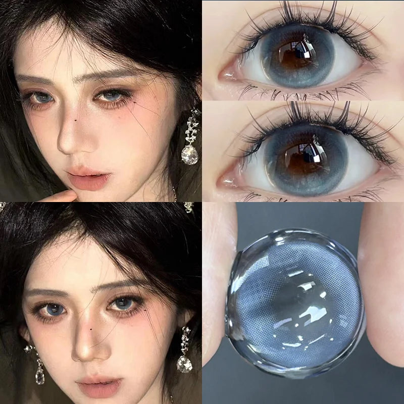 1 Pair High Quality Blue Lenses Colorld Contact Lenses with Degree 0.00 to- 8.00 Cosmetic Natural Eye Contacts Lenses