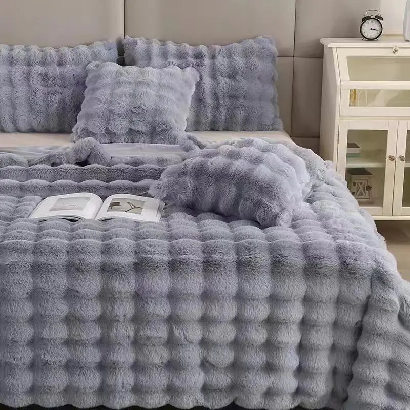 Imitation Rabbit Fur Plush Blanket, Throw Blanket, Warm, Super Comfortable, Bed, Luxury, Warm, Sofa Cover, 130x160cm, Winter