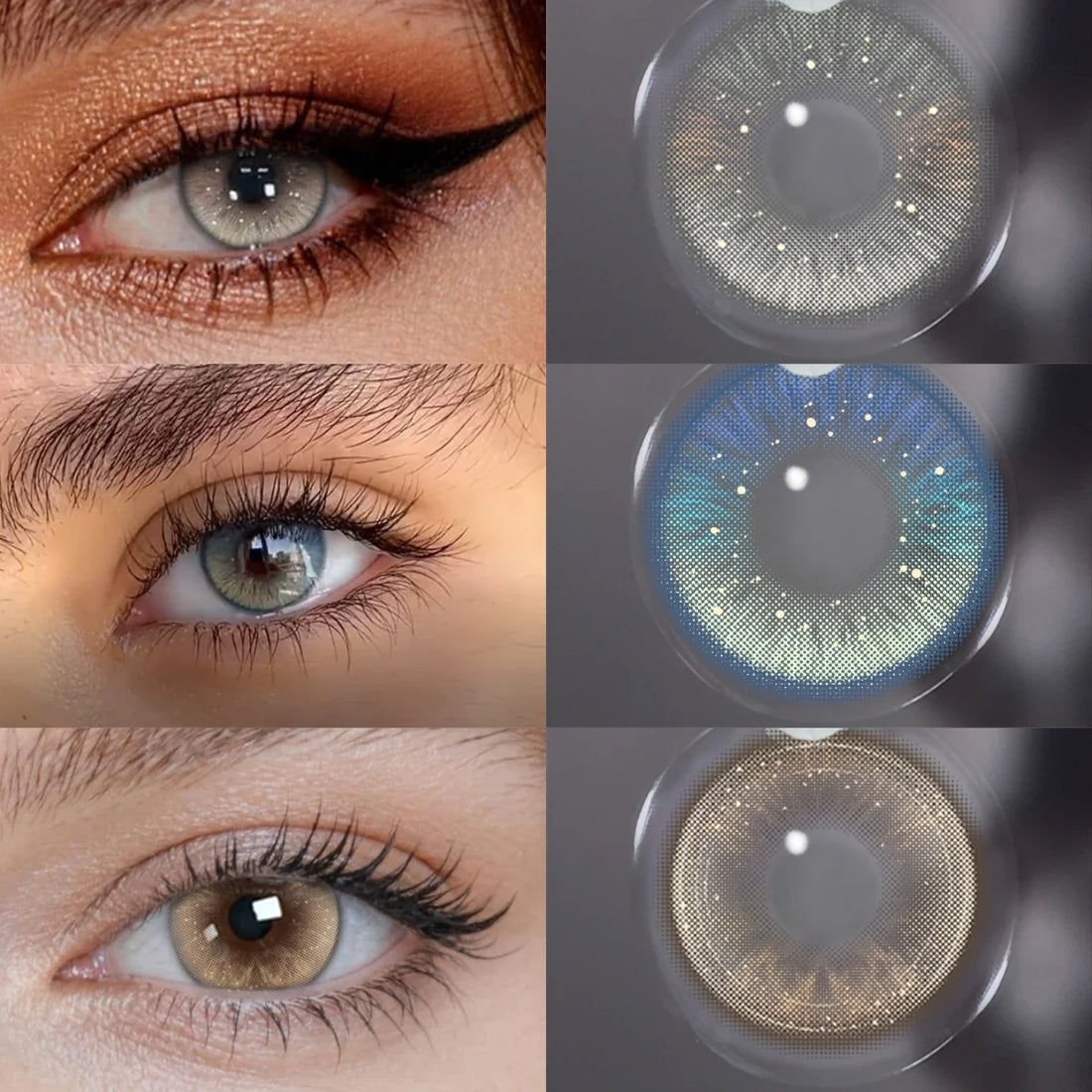 14.2mm Colorcont Colored Contact Lenses Half Yearly Amour Blue Grey Prescription Myopia Natural Brown Soft Lens For Daily